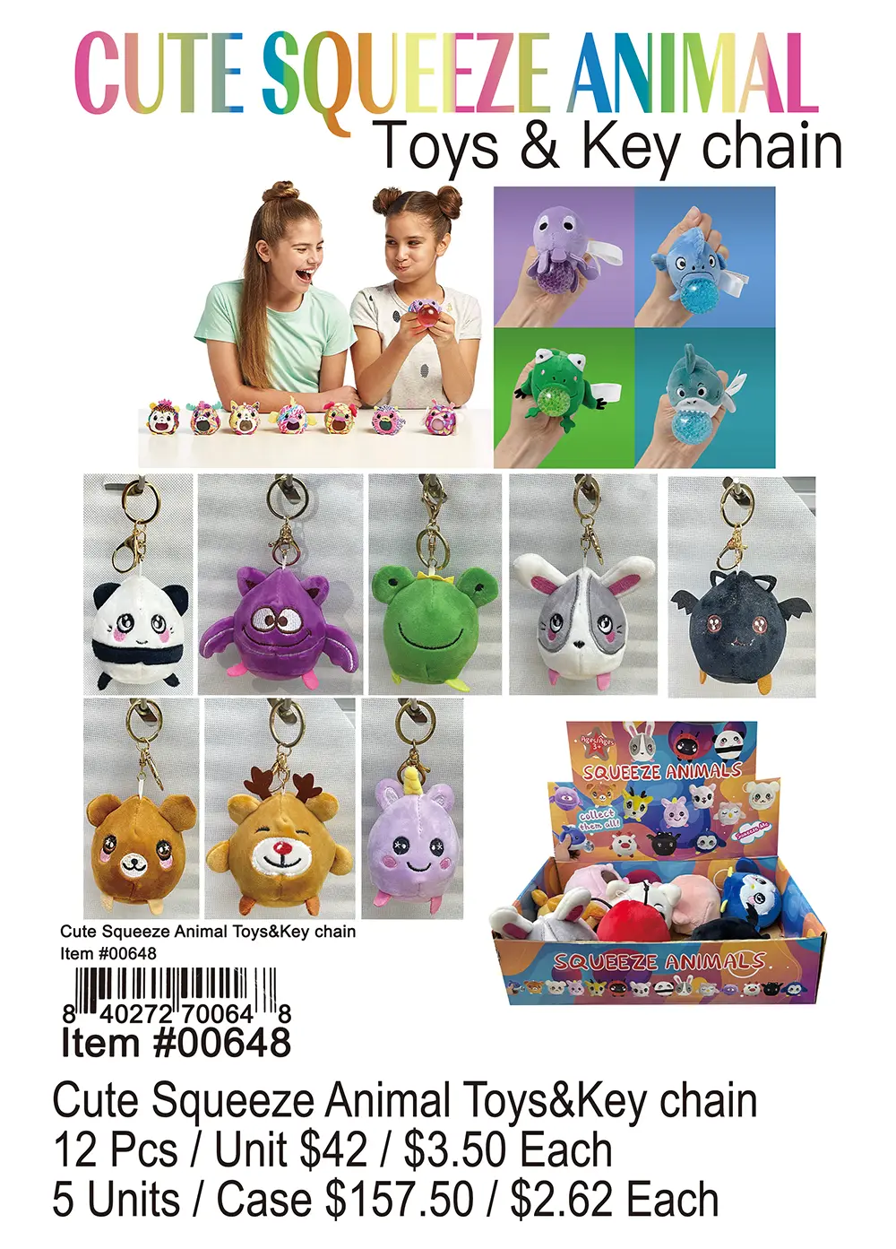 Cute Squeeze Animals Toys and Keychain